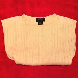 City Silk Cashmere Tan Sweater Vest Womens - XL - City Silk Cable Silk Knitwear